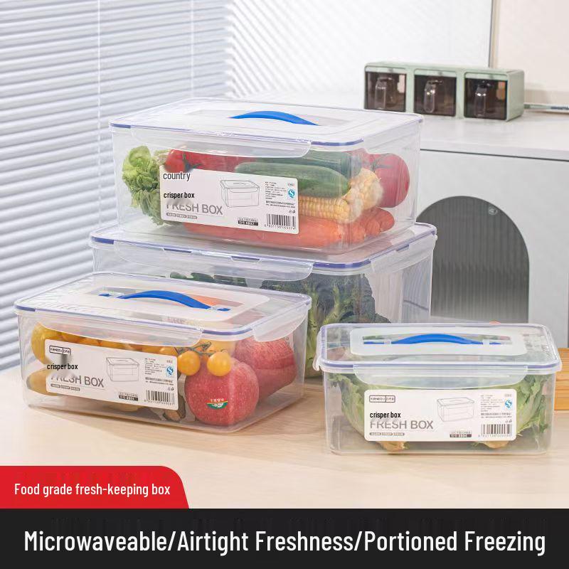 Food Grade Rectangular Plastic Storage Box with Lid - Freezable, Sealable Kitchen & Refrigerator Organizer