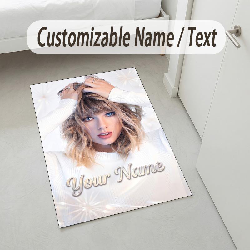 Personalized Crystal Velvet Carpet,Taylor Swift Custom Printed Name, Plush Area Rug For Home Indoor Decor