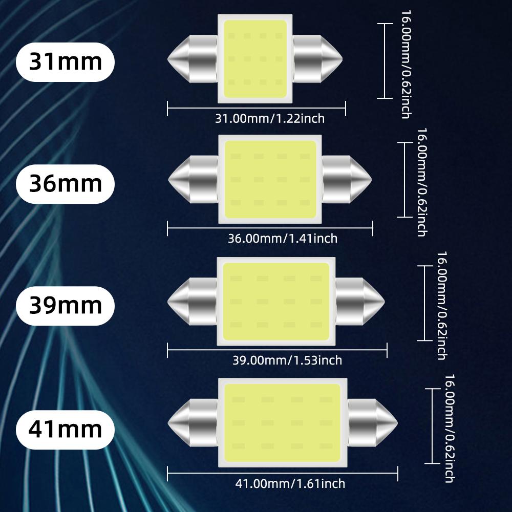 2/6/10 PCS C5W LED Bulb C10W Festoon 31/36/39/41/42mm COB White Car Interior Dome Reading Lights Trunk License Plate Lamp 12V Dome Lights 6
