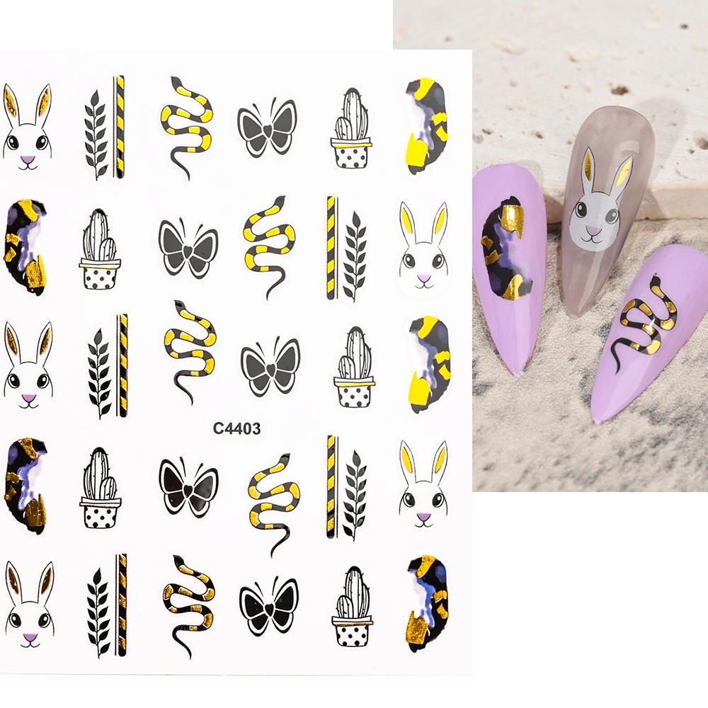 Bronzing Painted Nail Art Sticker 3D Adhesive Self-Adhesive Waterproof Nail Sticker Abstract Butterfly Line Gold Nail Sticker