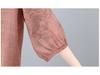 Women's Summer 2025 V-Neck Embroidered Ramie Blouse - Elegant Seven-Sleeve Design for Middle-Aged Ladies