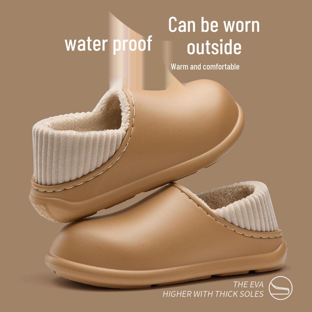 Waterproof Cotton Slippers: Personalized, Non-Slip, Warm Winter Style with Soft Sole for Outdoor and Indoor Use.