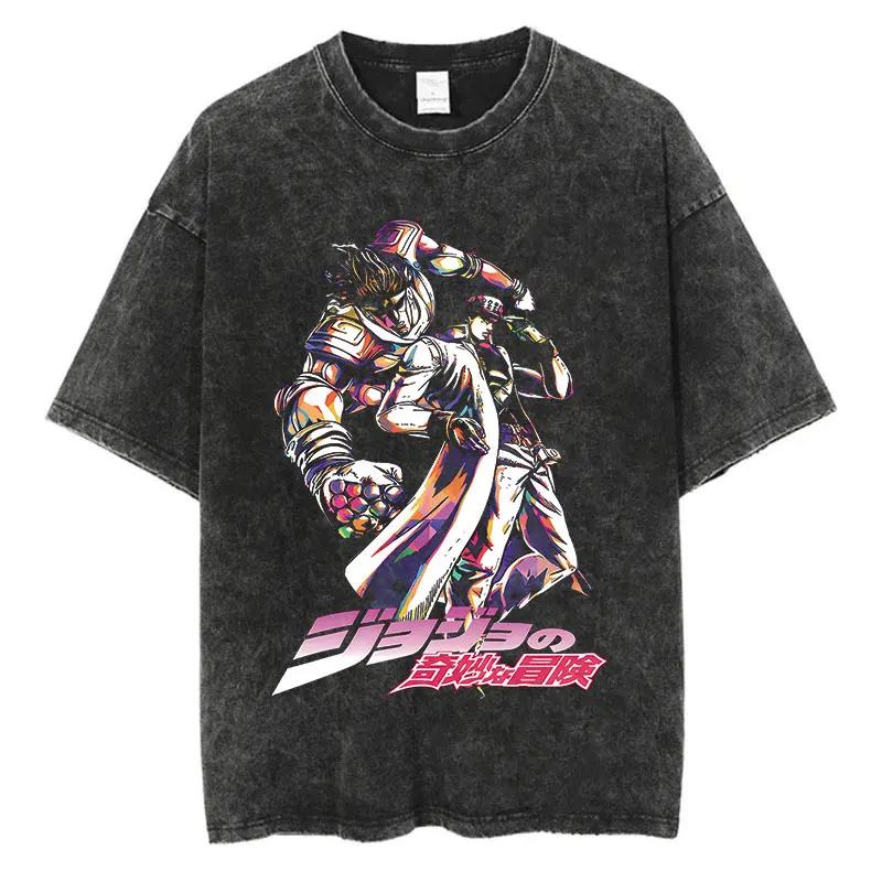 Anime JOJO Bizarre Adventure Strategy Pattern Print Tshirt Men Women Casual Loose Harajuku Short Sleeve Round Neck Top Tee