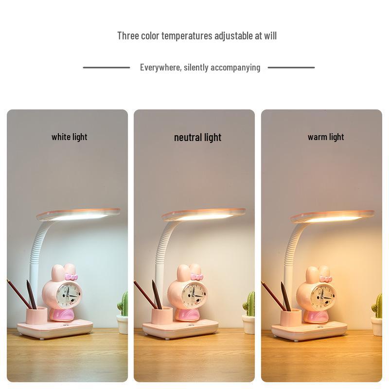 Guangshibao Kinder Schreibtisch Hasen Uhr Tischlampe