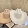 Summer New Simple Sunshade Straw Hat Jazz Sunscreen Hat Women's Irregular Brim Western Cowboy Sun Hat Tide