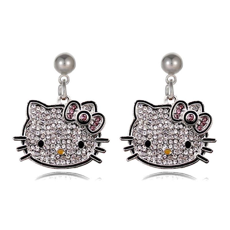Cartoon Cat Rhinestone Necklace - Fashionable Girly Student Best Friend Chain with Niche Design.