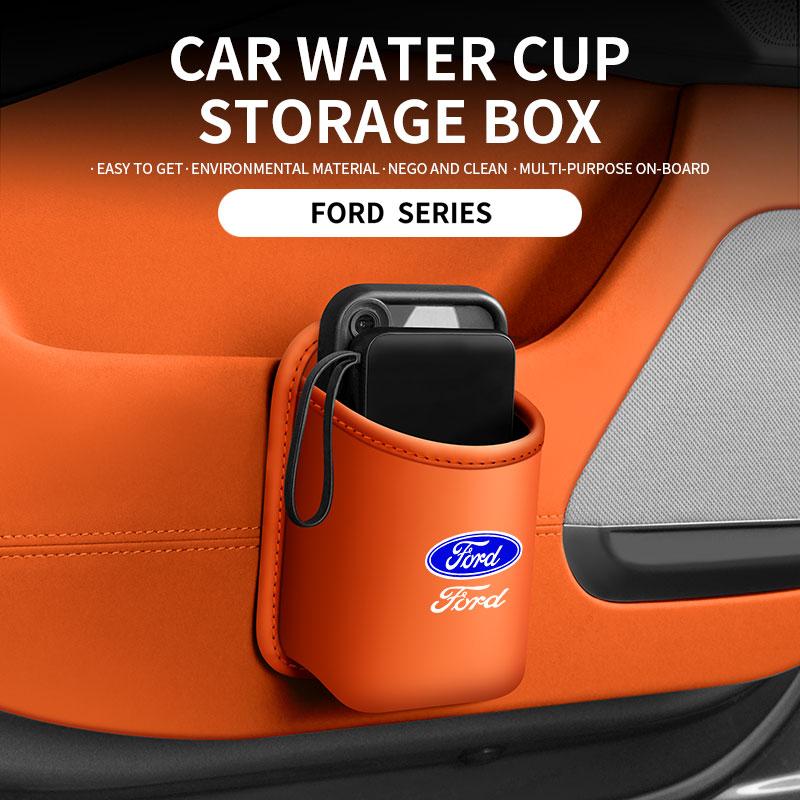 For Ford Mondeo Focus Explorer Escape Kuga Everest Bronco F-150 Ranger Transit Car Door Leather Cup Storage Box xcl3