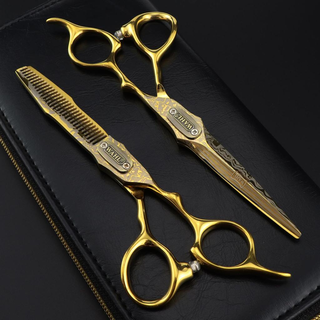 6.0 inch FJ--22 personalized golden wall, hair scissors, double sword type for hair scissors