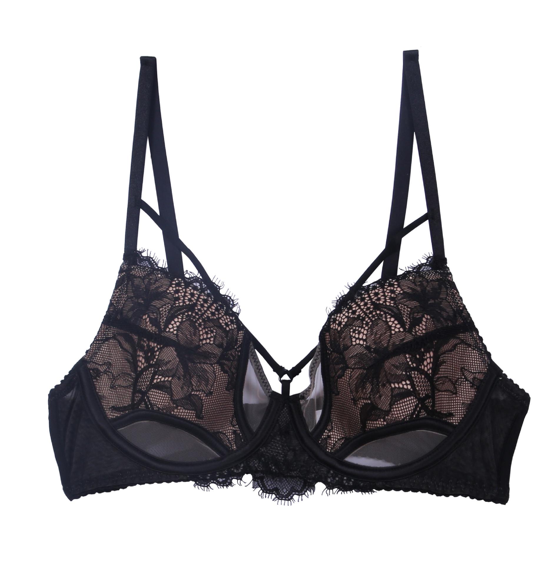 

French Lace Push-Up Bra for Big Busts - Anti-Sagging, Thin Strap, Sexy Summer Design 70B