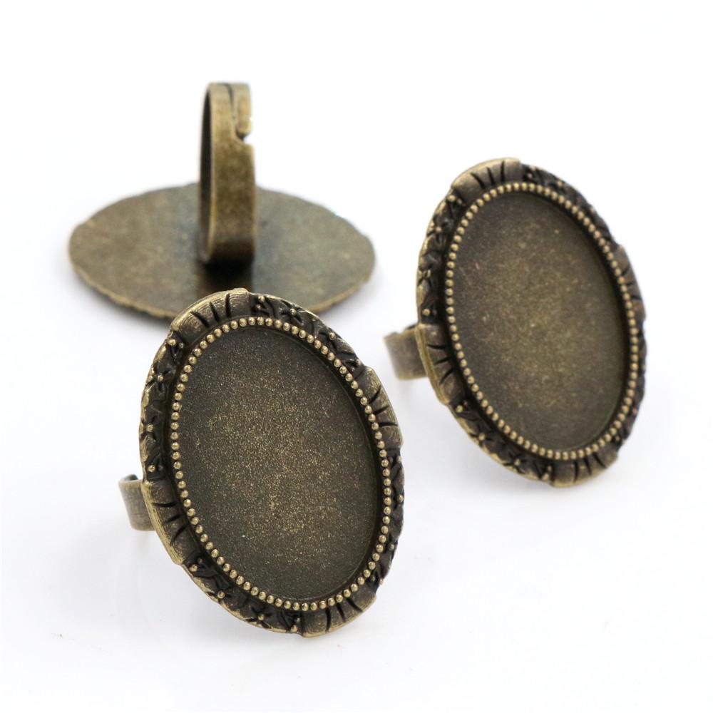 18x25mm 5pcs Antique Silver Plated/ Bronze/Black Brass Oval Adjustable Ring Settings Blank/Base,Fit 18x25mm Glass Cabochons