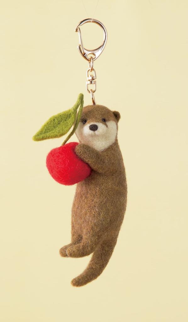 Hamanaka Felt Animal and Snack Mascots Made with Felted Wool Otter and H Kit - Cherry, 441-606