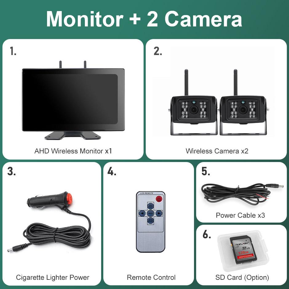 Wireless 10'' AHD Digital DVR Recorder Monitor Touch Screen with Rear/Front/Side Camera For Truck/Trailer/Bus/RV/Pickups/SUV/Van