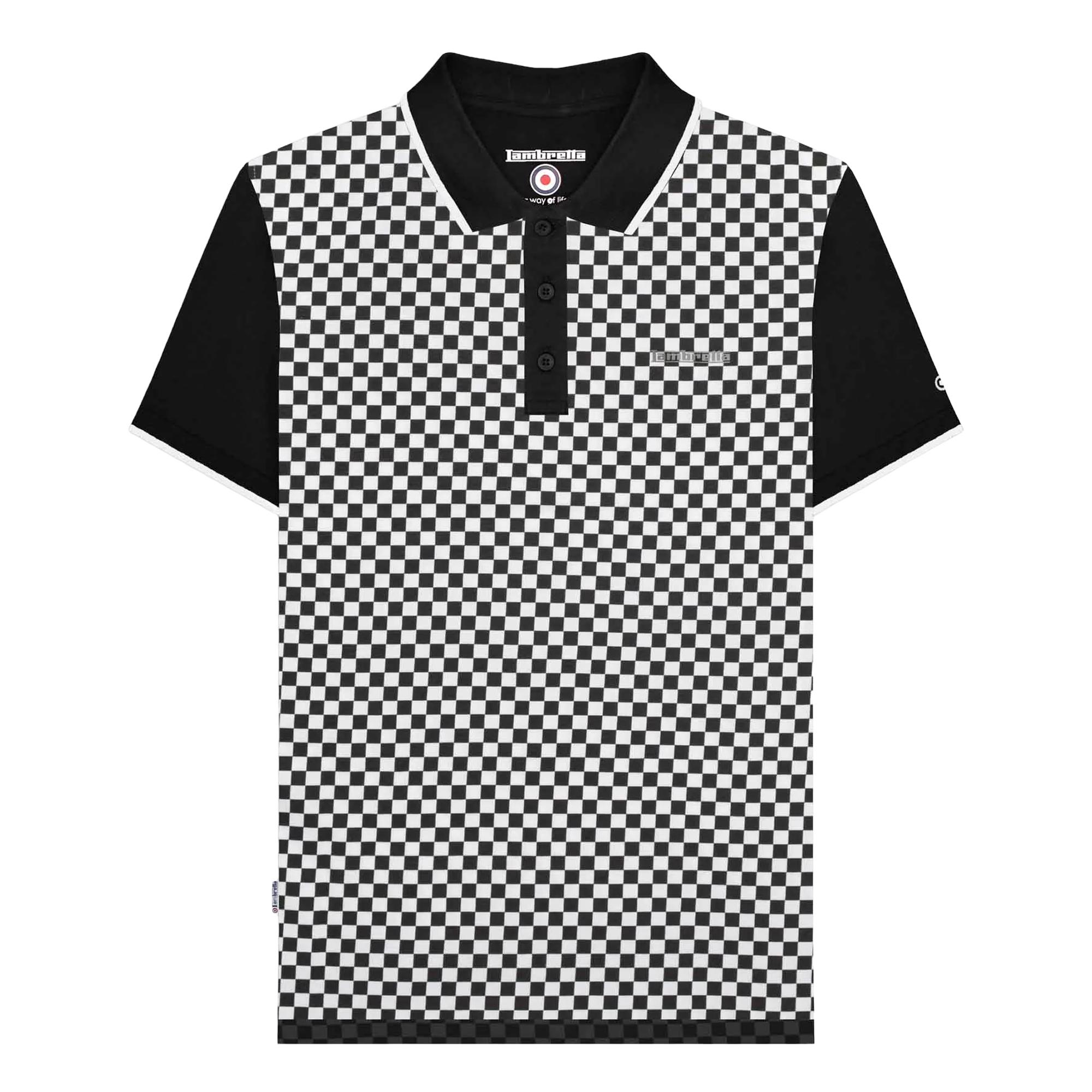 Lambretta Heren Tweekleurig All-Over Print Poloshirt L wit/zwart