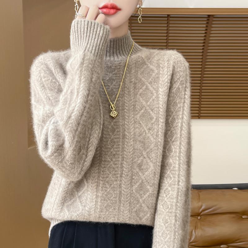 Damen Kaschmirpullover Qinghe Kaschmir 30% Kaschmir 70% Wolle warm und modisch Allrounder Herbst und Winter