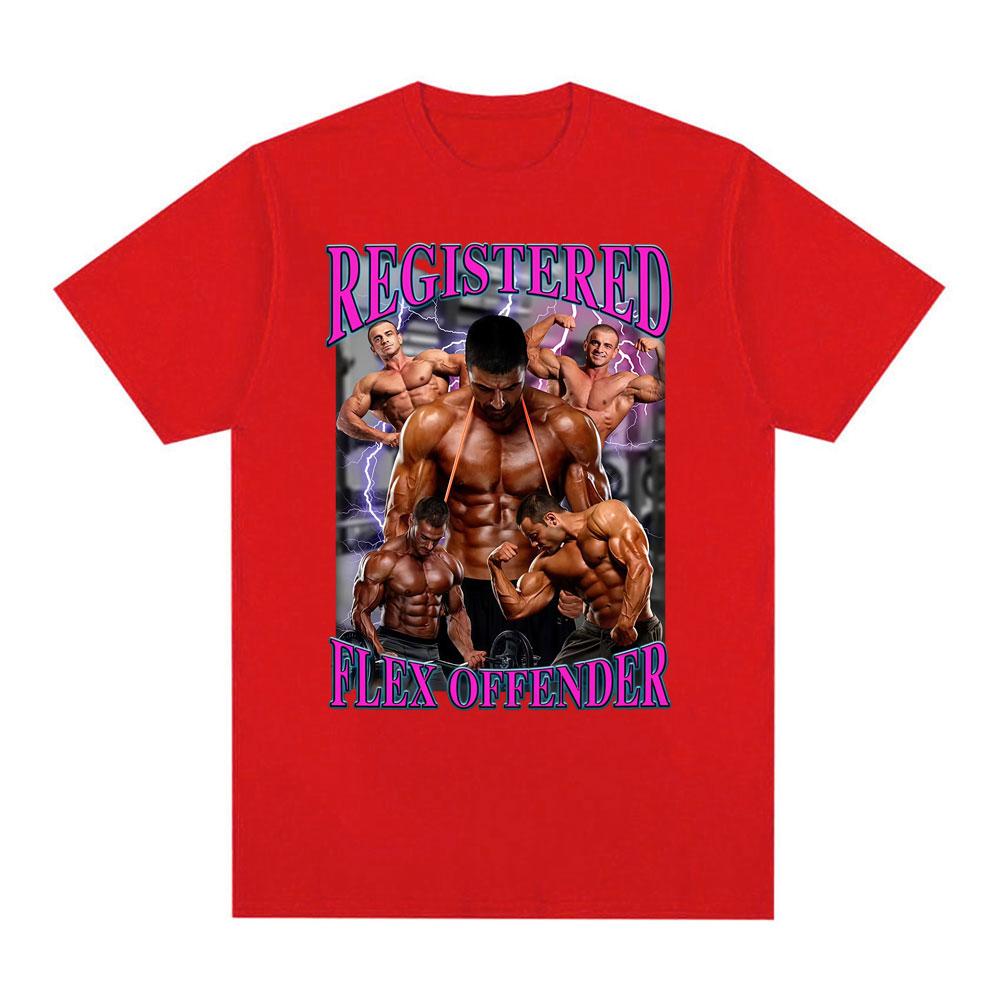 Registered Flex Offender Funny Gym T Shirt for Unisex Hip Hop Retro Oversized T Shirts Unisex Cotton Casual Loose Short Sleeve T-shirt S