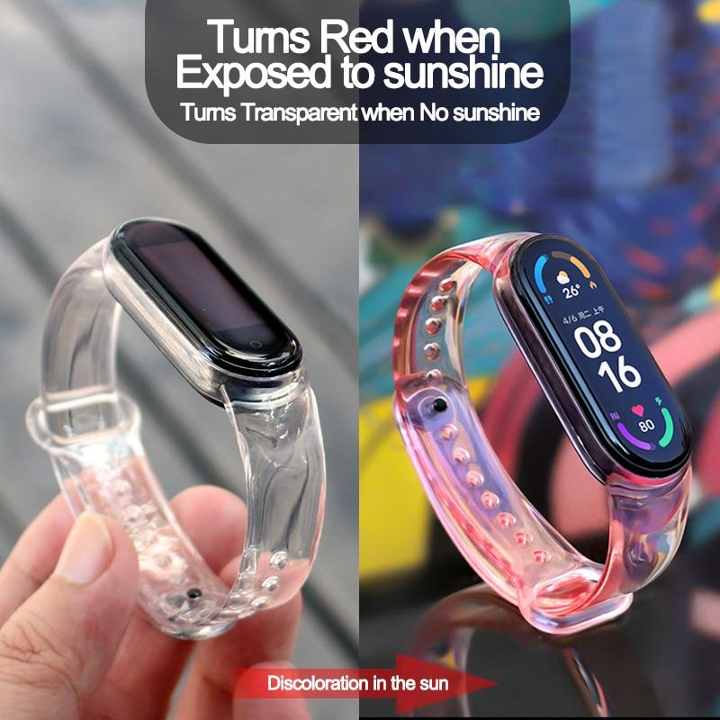 

Ремешок для Xiaomi Band 6 5 4 3, прозрачный сменный цветной светильник, браслет на запястье для Xiaomi MiBand 5 6, сменные силиконовые ремешки