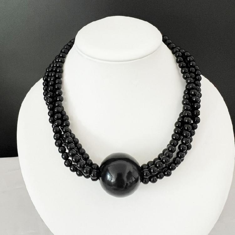 Elegant Layer Imitation Pearls Statement Necklace Large Bead Detailing For Neck Outfits