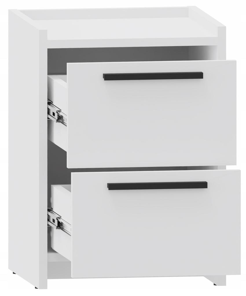 Altivo 2Sw Bedside Table, White, Small Chest Of Drawers, Bedside Table, 2 High Drawers