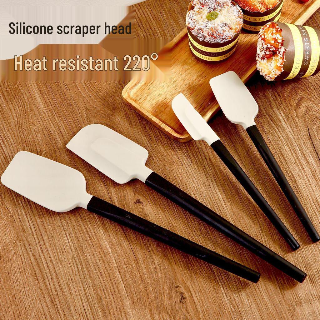 Silicone Spatula Set with Wooden Handle - Heat Resistant, Food Grade for Baking and Cake Cream.