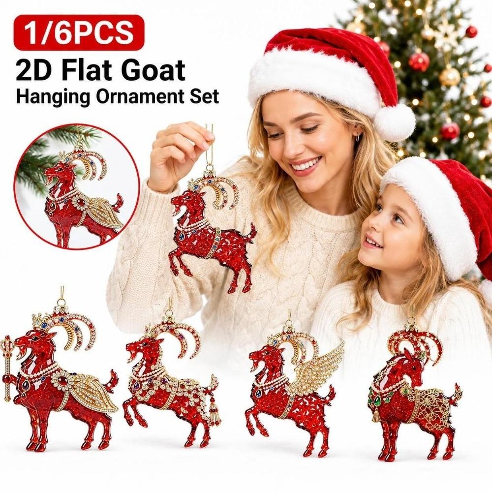 Acrylic Goat Pendant 2D Flat Animal Hanging Decoration Holiday Party Decor