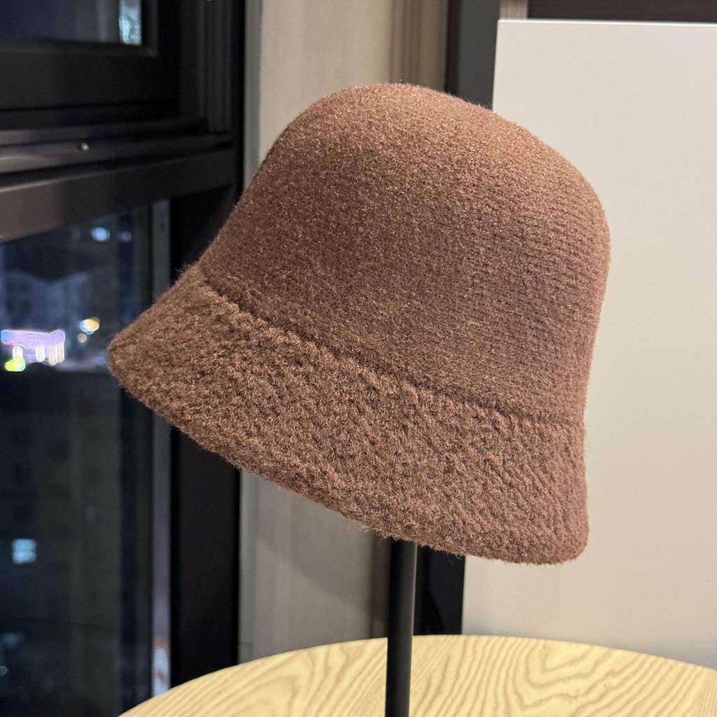 Vielseitiger, einfarbiger Bucket Hat für Herbst und Winter, Damen, japanischer Retro-Stil, zeigt Gesicht, kleiner Ohrenschutz, Fischerhut, trendig