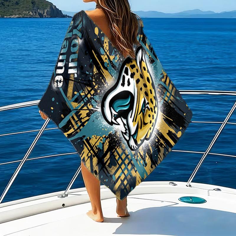 Custom Name Beach Towel Jacksonville Team Spirit Beach Towel, Soft Microfiber, Gift for Her/Him, Birthday, for Pool, Beach, Travel, Fan Gifts