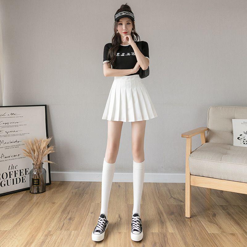 Japanese College Style High Waist Pleated A-Line Skirt - Anti-Exposure, Slimming Summer Short Skirt for Students