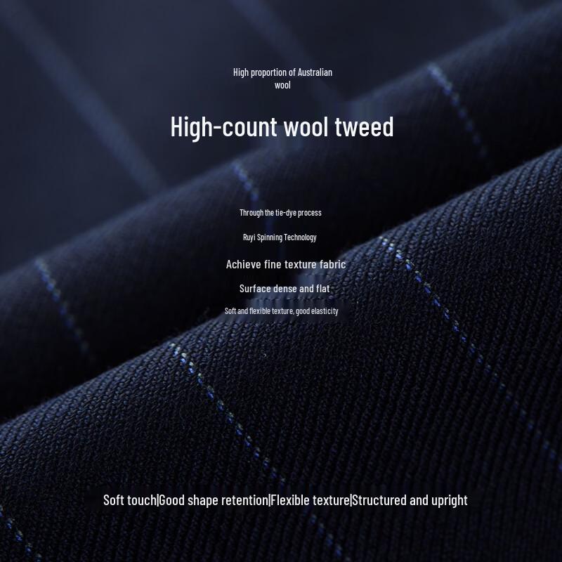 LANGZI Women's Striped Wool Double-Breasted Suit Jacket