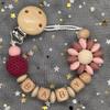 Individueller Personalisierter Name Handgefertigt Buchenholz Schnullerclip Halter Kette Silikon Krone Perle Beißring Baby Zahnen Geschenk