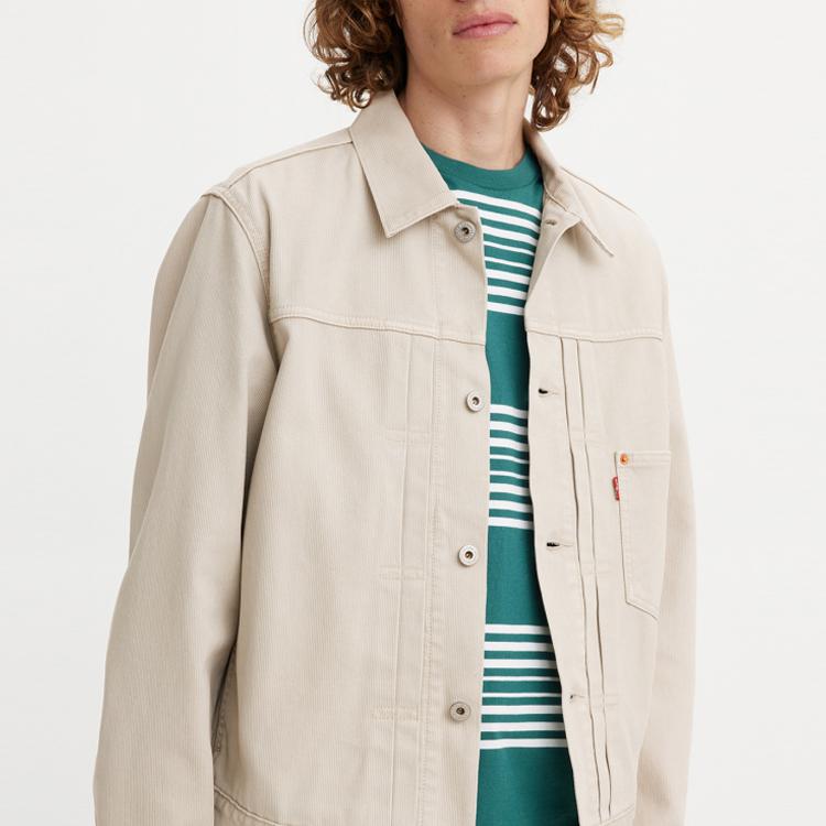 Levis Button Denim Jacket Men Jackets Khaki A3174-0007