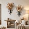 2PCS Iron Wall Hanging Vase Decorative Dried Flower Holder Modern Wall Mount Flower Vase  Bedroom