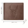 Men's Deer Embossed PU Leather Wallet, Multi Card Slot Short Trifold Removable Insert Wallet for Students