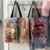 European & American Style Printed Canvas Bag: Large-Capacity Handbag, Cute Korean Shoulder Bag, Perfect for Moms & Students