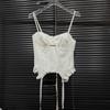 European Station Summer Women's Clothing American Spice Girl Design Waist Embroidery Suspender Lace Splicing Top European Goods