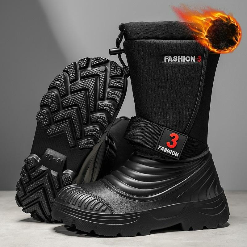 

Winter Men s Snow Boots Waterproof Mid-Calf Boots Thickened Fleece Lined Men Boots Plush Warm Shoes Outdoor High Top Cotton Boot 38