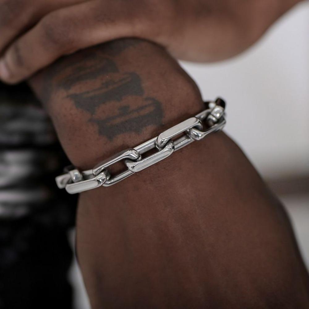 Men's Cuban Thick Chain Industrial Style Hip-hop Punk Trendy Hand Stainless Steel Cross Chain Bracelet