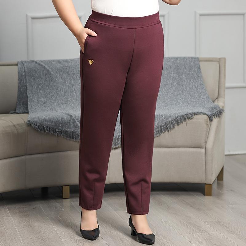 

Большие размеры женские новые осенние мешковатые брюки-шаровары с высокой талией Nine Point 7XL вино красного