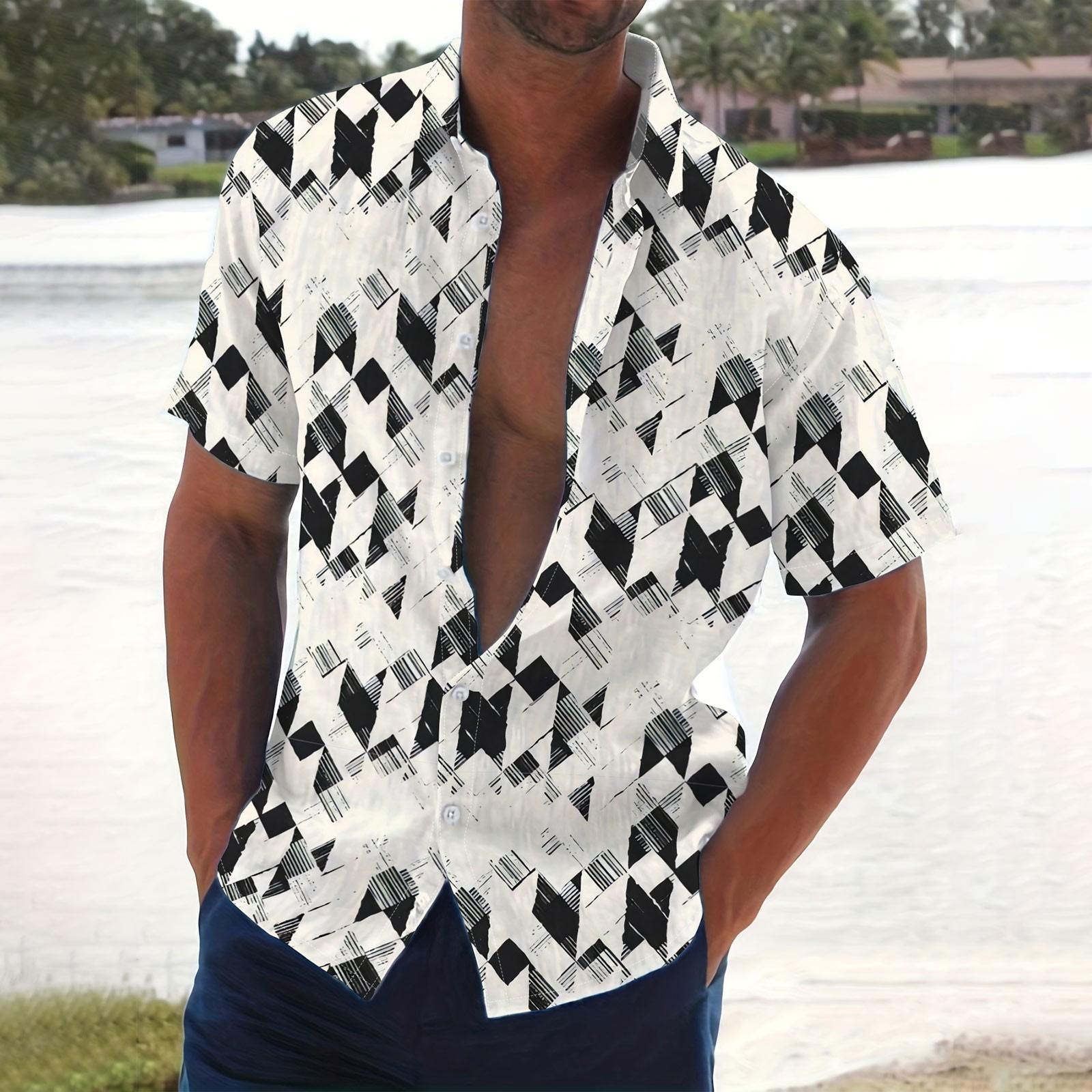 

Мужская летняя новая свободная рубашка с коротким рукавом с принтом, кардиган, пляжная рубашка L бежевый