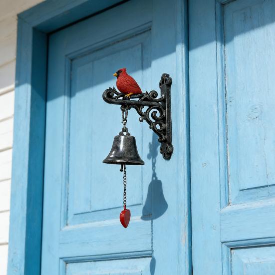 Vintage Roter Vogel Willkommens-Türklingel Wetterfest Wandmontage Abendessen Hängende Glocke Innen Außen Garten Haus Dekorative Türglocke