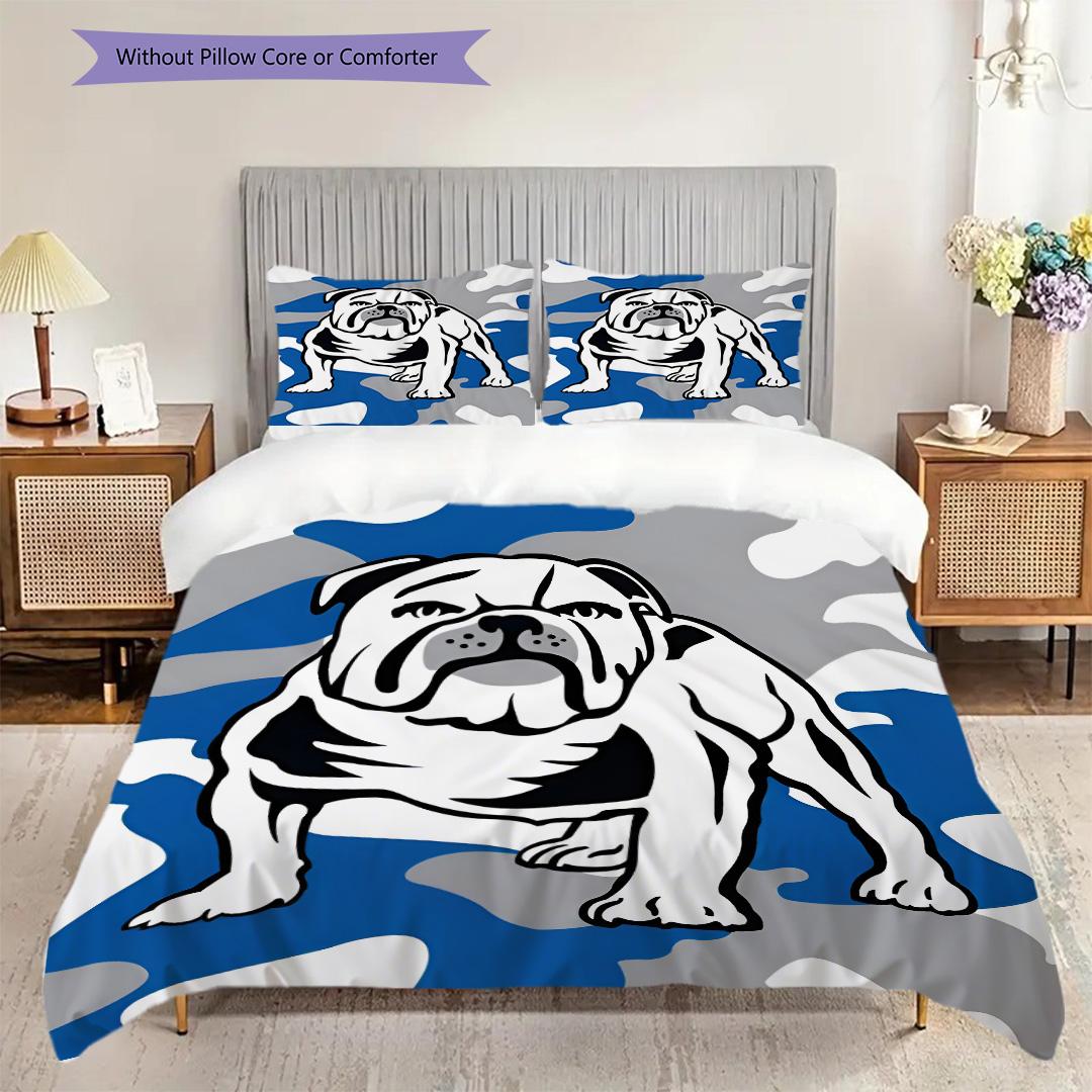 Canterbury Bulldogs Pattern Bedding Quilt Set Quilt Cover Pillowcase Home Decoration Birthday Gift (1 * duvet cover + 2 * pillowcase, without core) 135x200cm