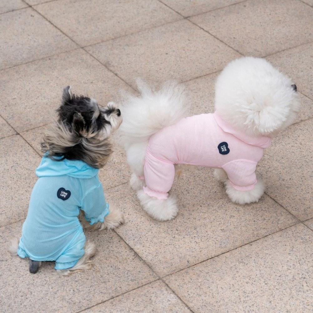 Fashion Breathable Mesh Dog Cooling Clothing Soft Full Body Pet Jumpsuit Hooded Dog Pajamas Spring Summer