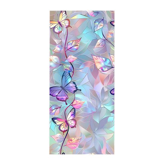 

Flower Window Privacy Film Leaf Pattern Privacy Protection Film Static Cling Removable Decorative Window Film for Home Bathroom E