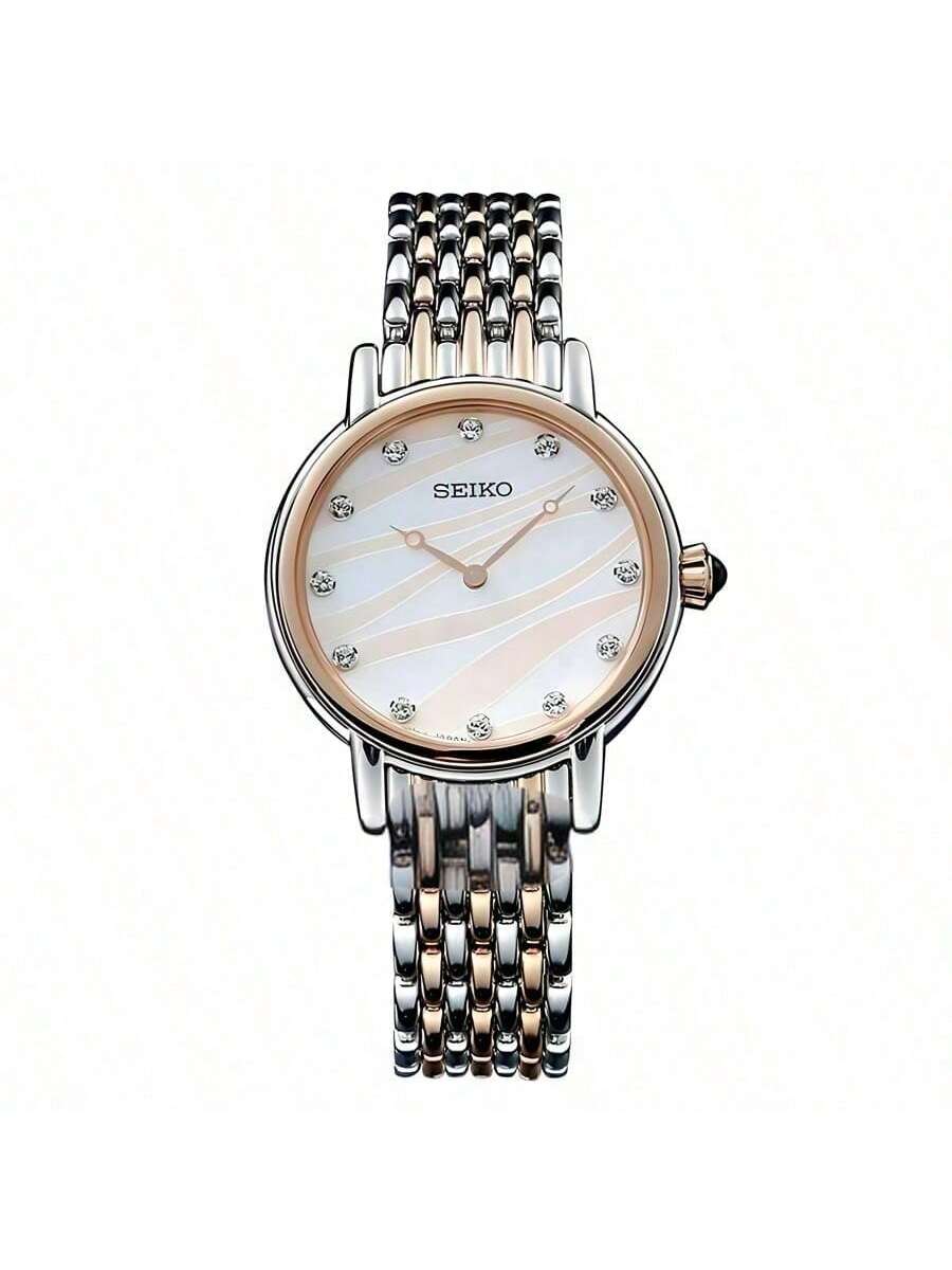 

Женские кварцевые часы 29,4 мм перламутровый циферблат золотой ремешок из нержавеющей стали SFQ806J1 белый