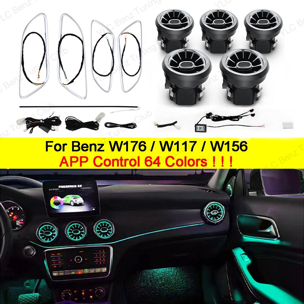 For Mercedes-Benz A CLA GLA W176 W117 W156 Ambient Light Kit Turbine Air Vent 64 Colors Light