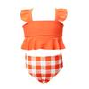 Summer Children's Swimsuit Plaid Split Shape Ruffled Cute Casual Girls Swimsuit