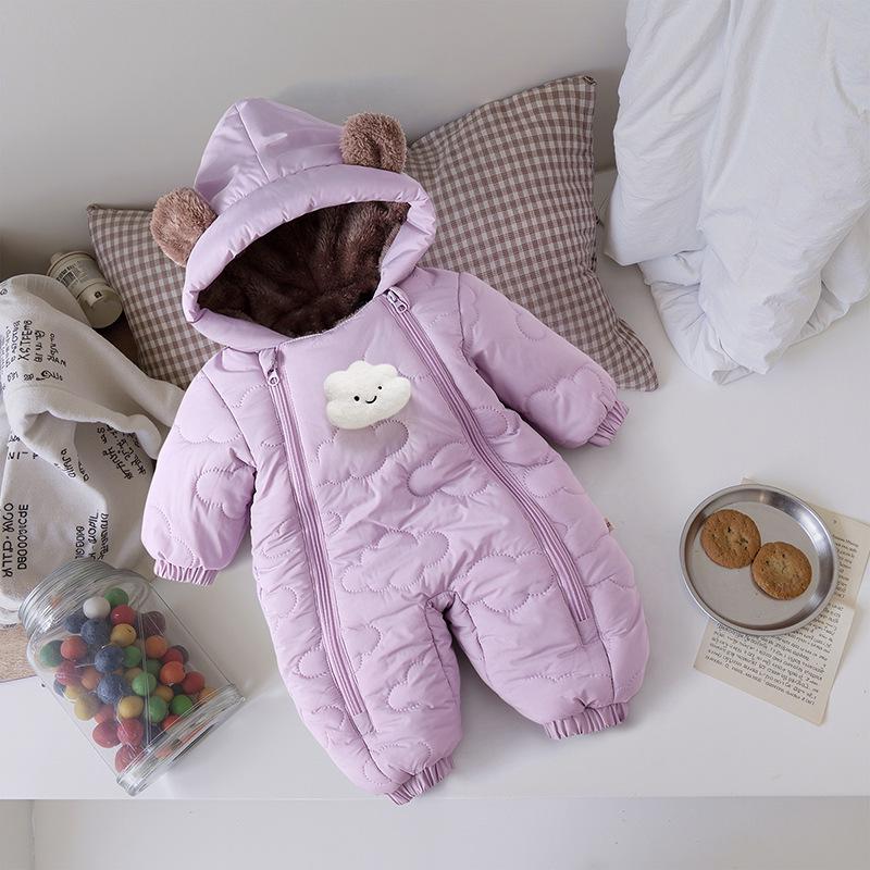 Tuta Intera in Cotone Unisex per Neonati con Fodera in Pile, Abbigliamento da Esterno con Piedi per Bambini e Bambine.