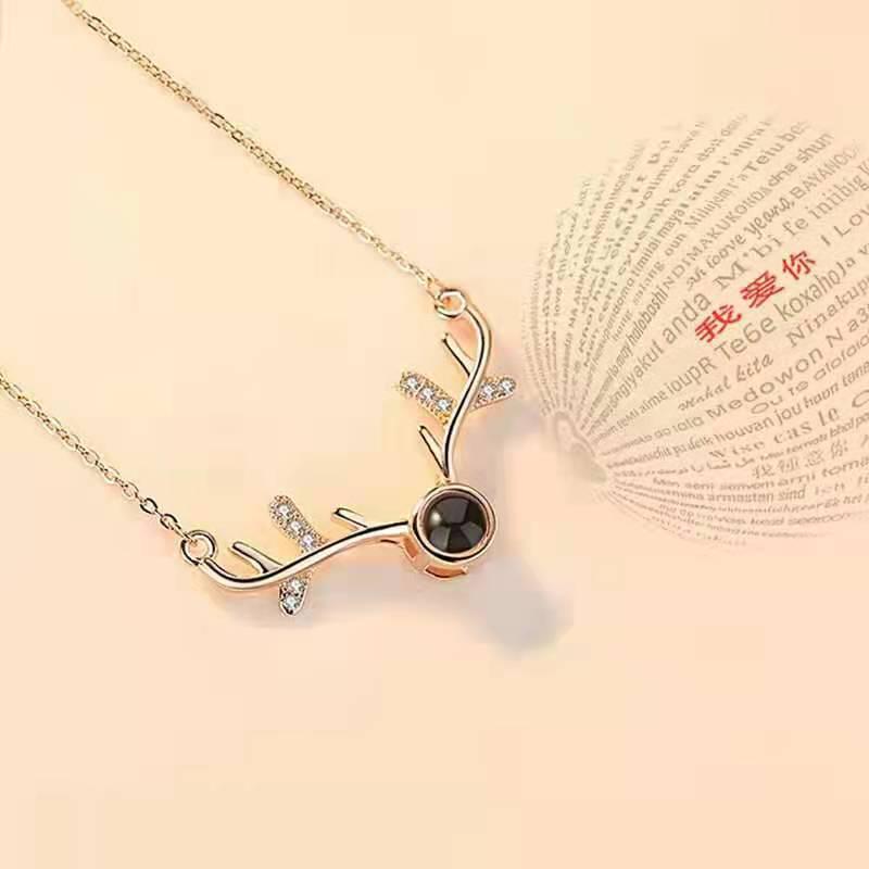 One Deer Necklace for Women: 100 Languages Projection Pendant - New Qixi Festival Gift, Douyin Style