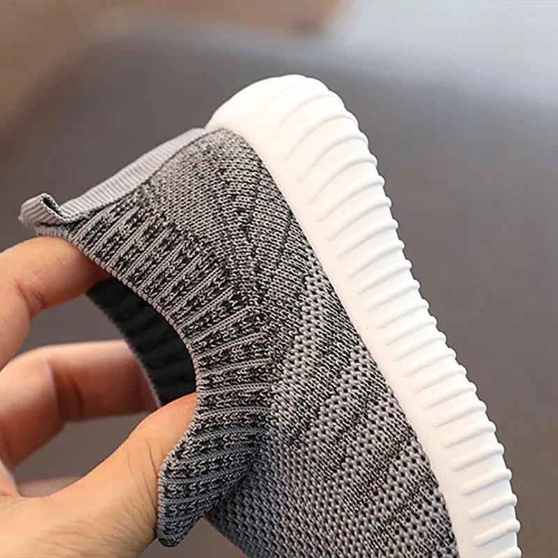 Little Kids Shoes Boys Girls Knitted Fabric Sock Shoes Casual Breathable Baby Sneakers Fashion Stripe Children Shoes I07092