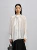 Spring 2026 Women's V-neck Long Sleeve Tencel Acetate Top - Elegant, Solid Color, Age-Reducing