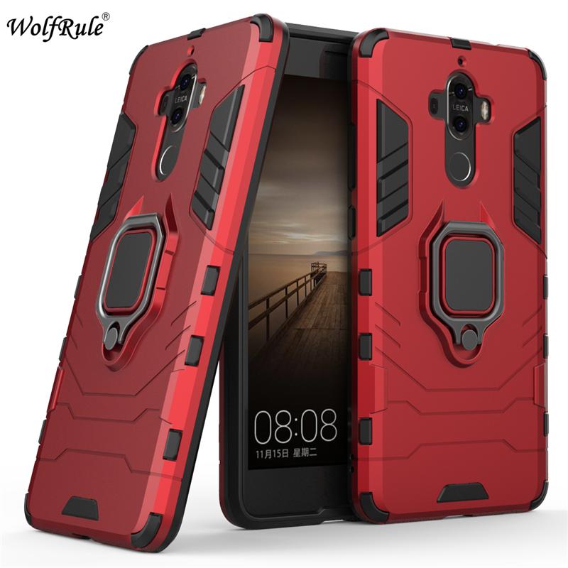 

WolfRule For Huawei Mate 9 Case TPU Hard PC Huawei Mate 9 Case Ring Holder Stand Magnetic Armor Case Huawei Mate 9 Phone Funda красный